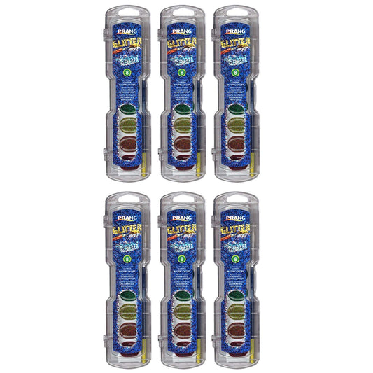 Washable Watercolors Set, 8 Assorted Glitter Colors w/Brush, Pack of 6