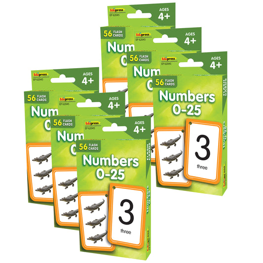 Numbers 0-25 Flash Cards, 6 Packs