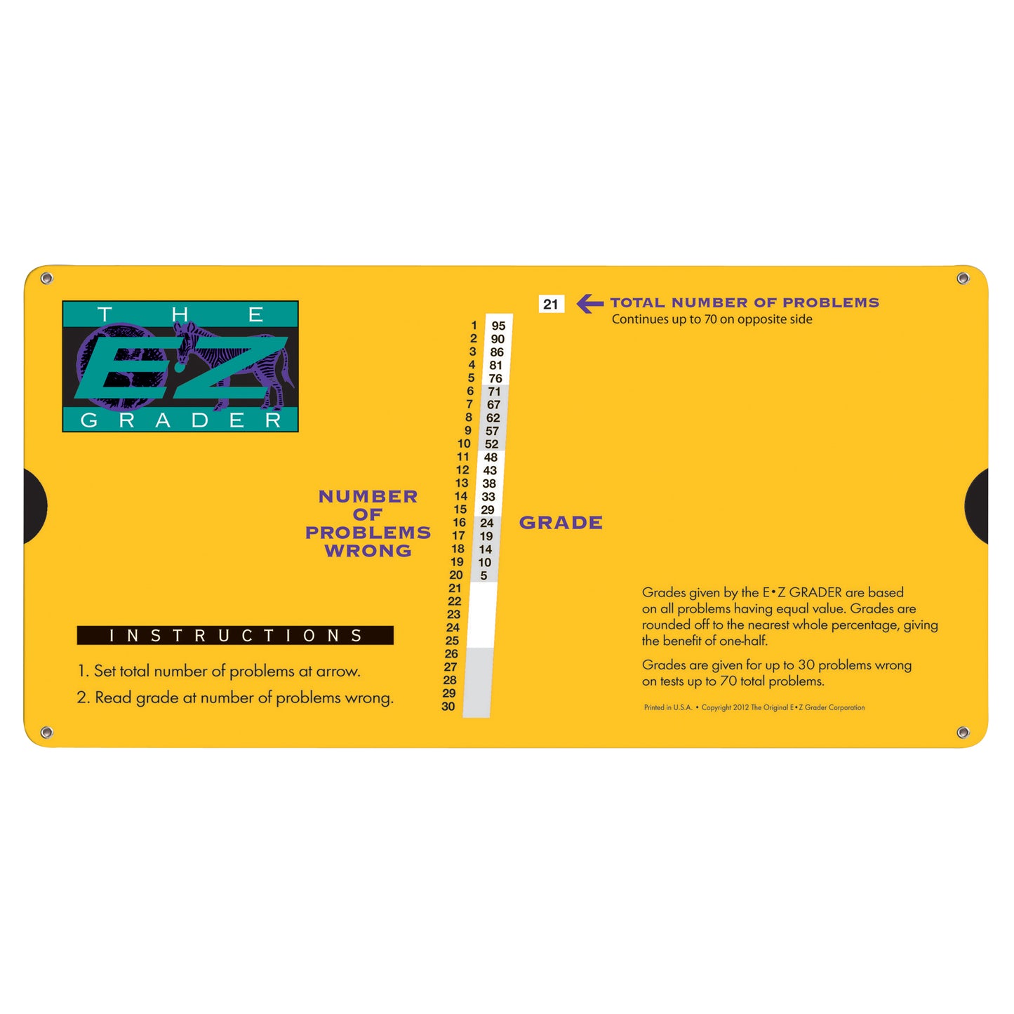 E-Z Grader, Large Print, Yellow, Pack of 3