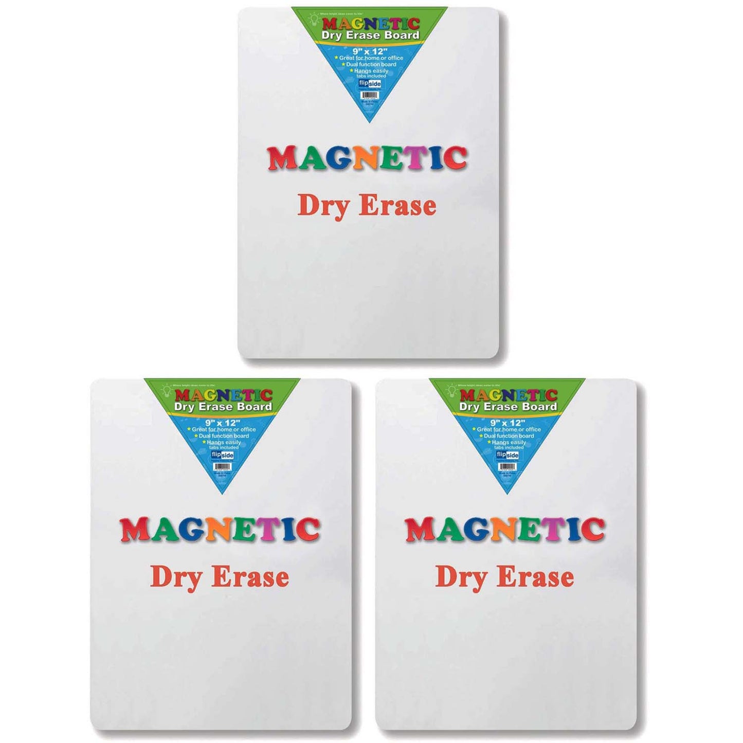 Magnetic Dry Erase Board, 9" x 12", Pack of 3