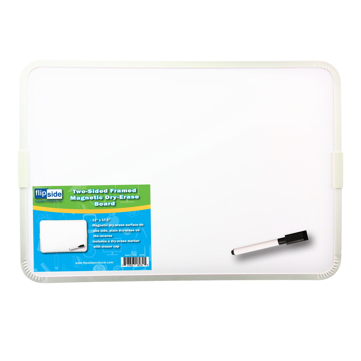 Two-Sided Aluminum Framed, Magnetic Dry Erase Board with Pen, 12" x 17.5", Pack of 3
