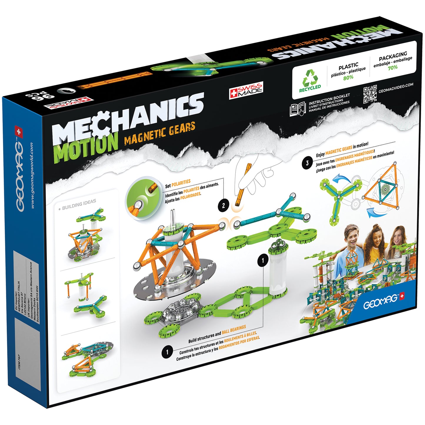 Mechanics Magnetic Gears Recycled, 96 Pieces
