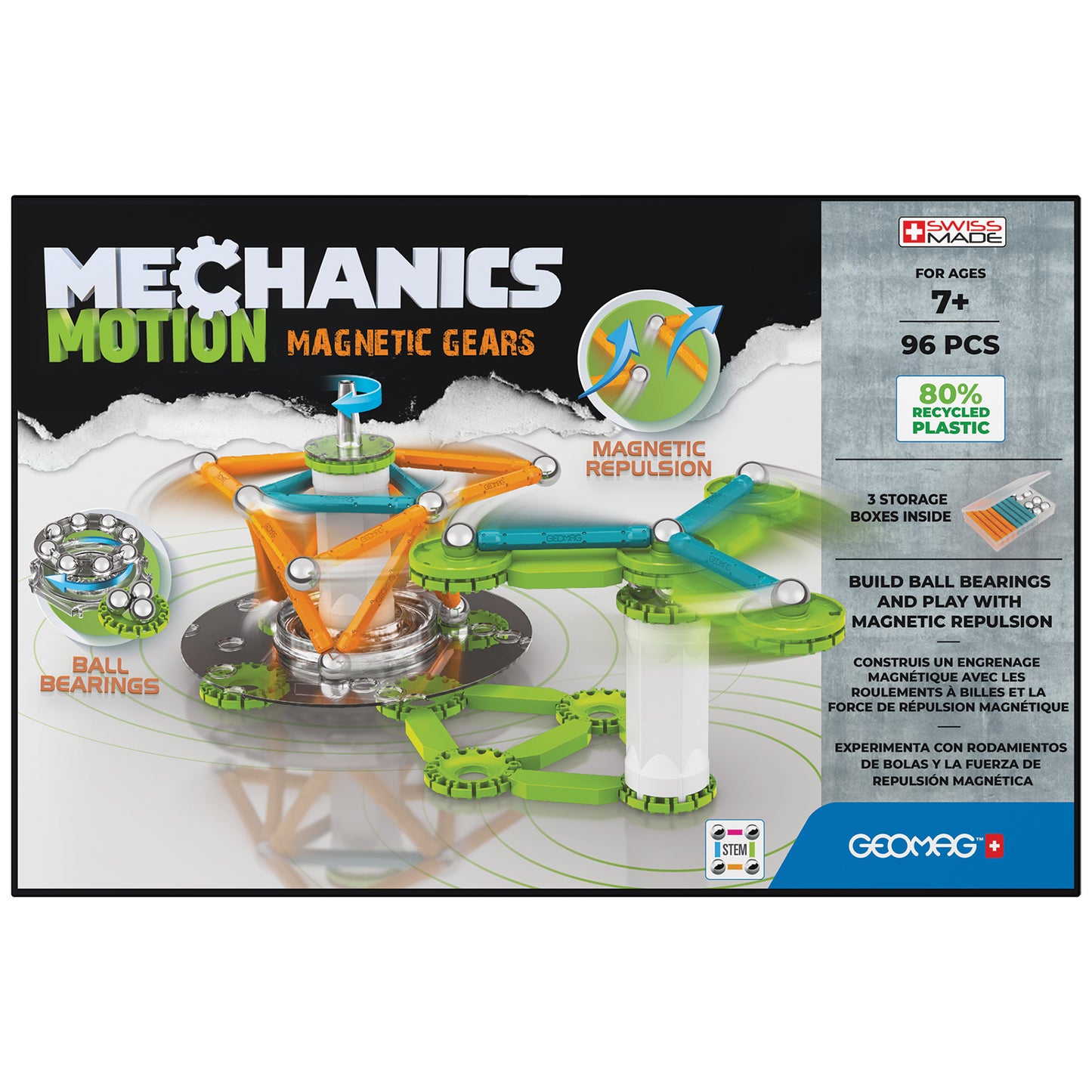 Mechanics Magnetic Gears Recycled, 96 Pieces