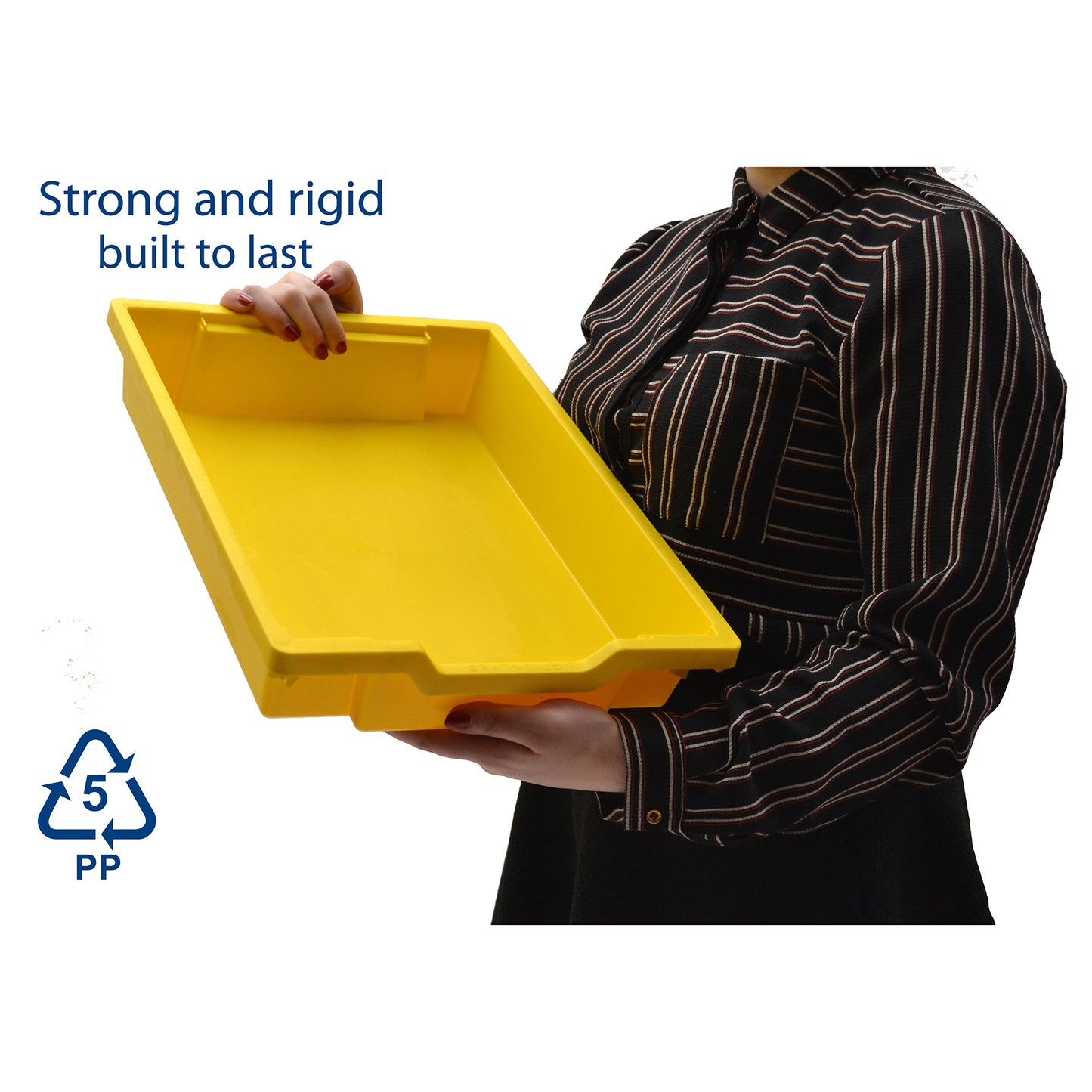 Shallow F1 Tray, Sunshine Yellow, 12.3" x 16.8" x 3", Heavy Duty School, Industrial & Utility Bins, Pack of 8