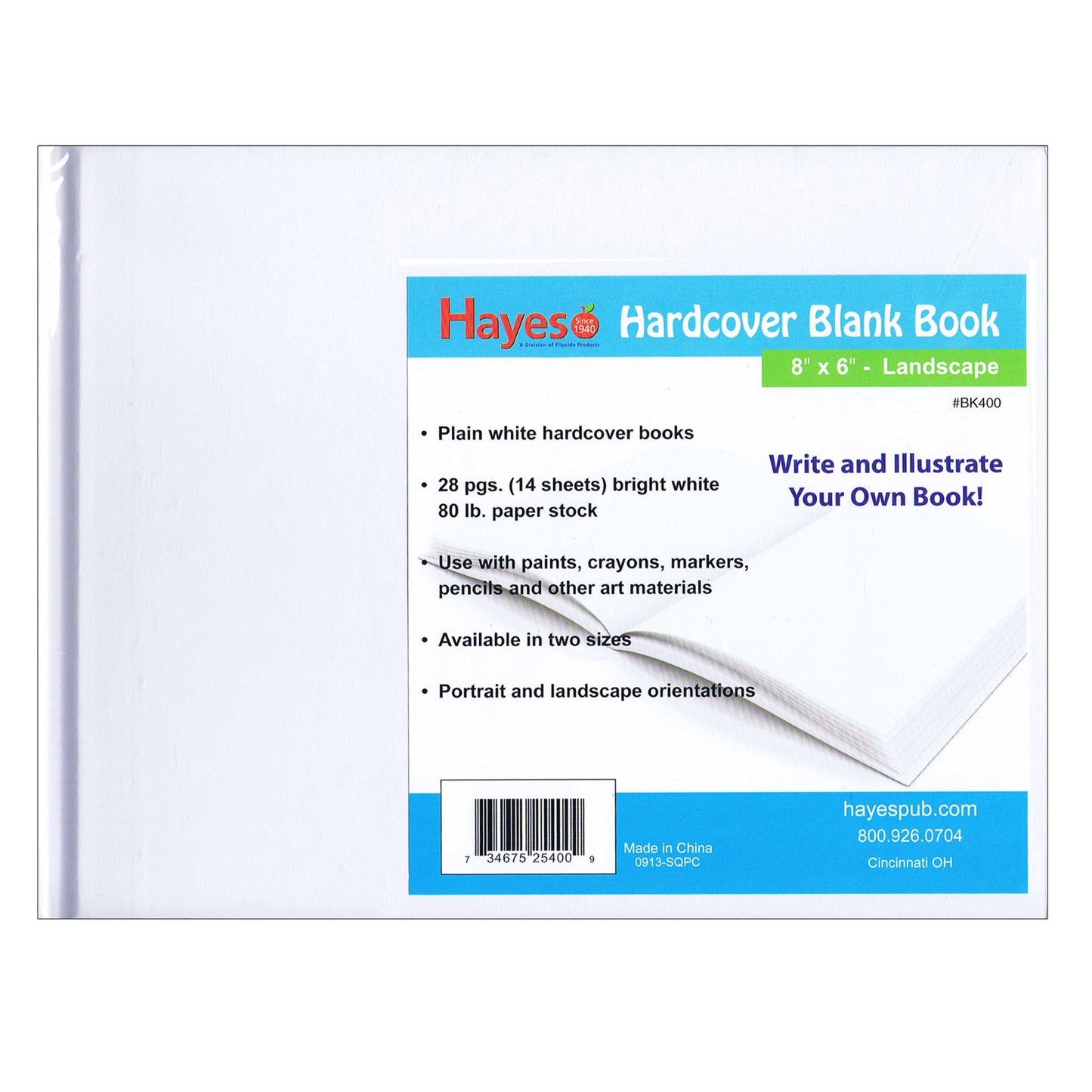Hardcover Blank Book, Landscape 8" x 6", 28 Pages, Pack of 12