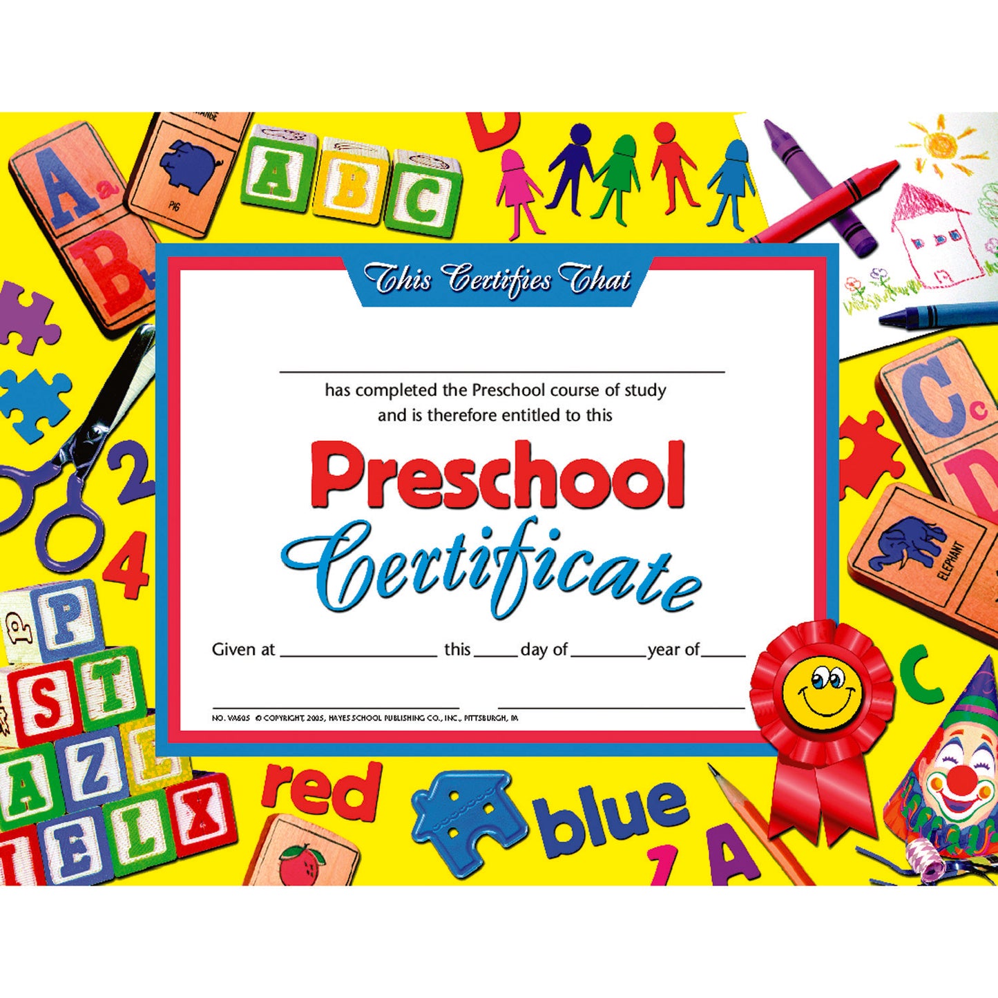 Preschool Certificate, 8.5" x 11", 30 Per Pack, 3 Packs