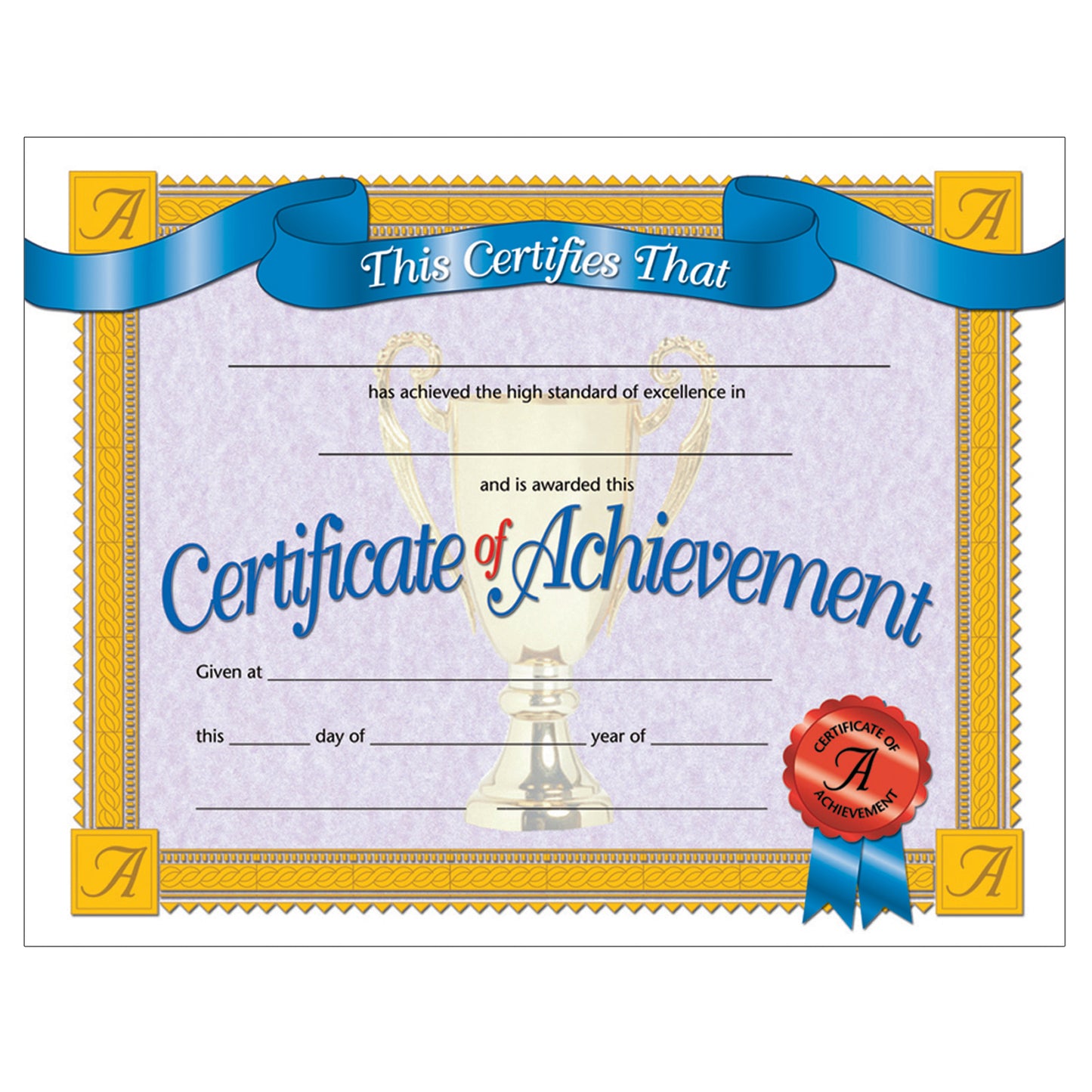 Certificate of Achievement, 30 Per Pack, 3 Packs