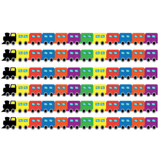 Train Die-Cut Border, 12 Strips/36 Feet Per Pack, 6 Packs