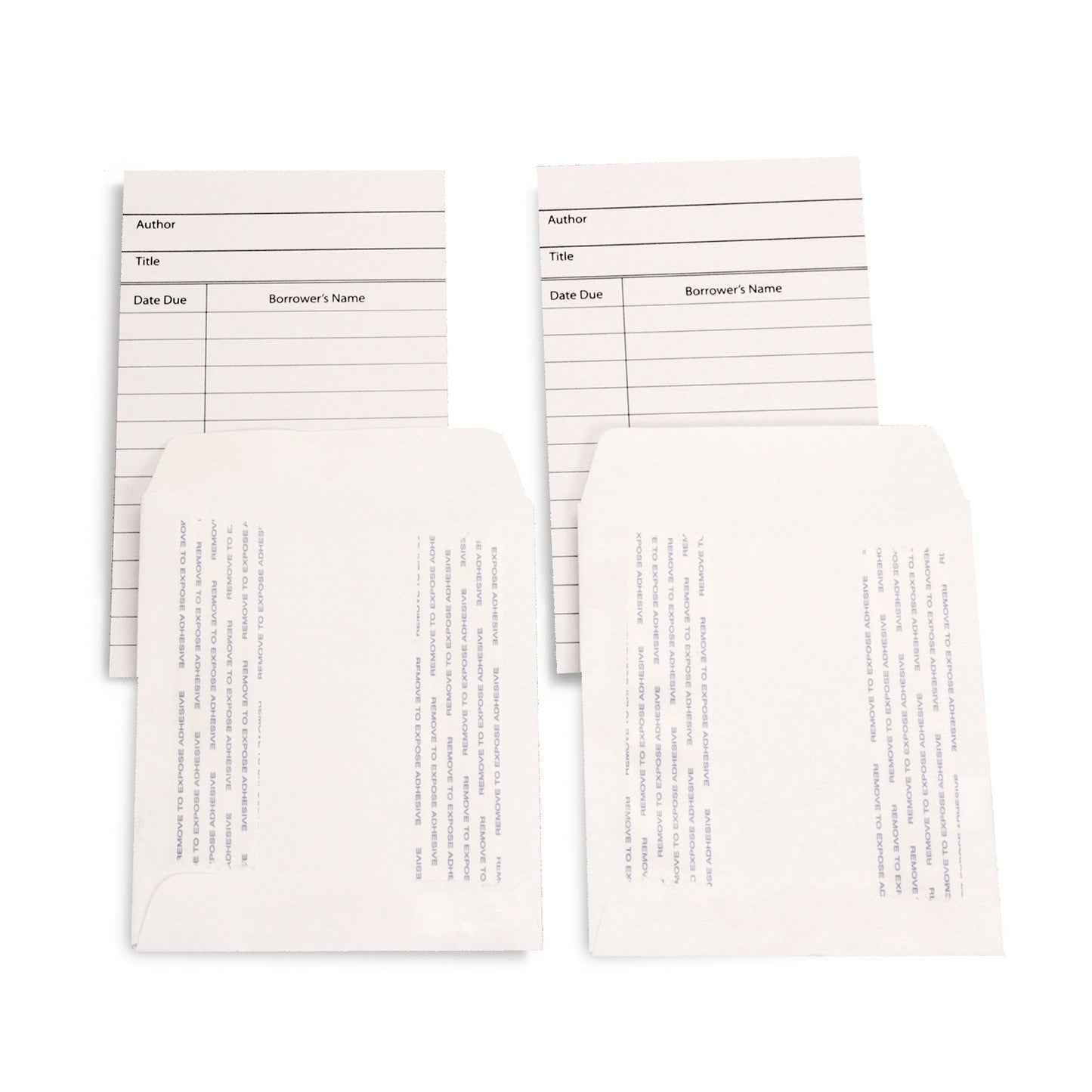 Library Cards & Self-Adhesive Pockets Combo, White, 150 Each/300 Pieces