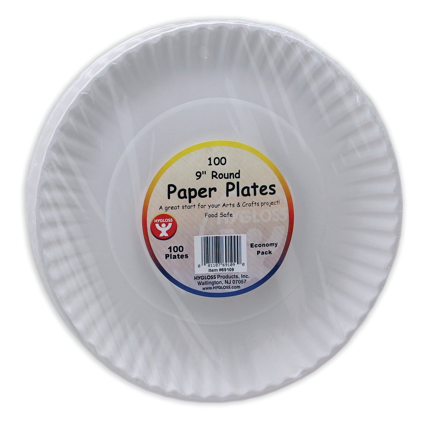 White Paper Plates, 9-Inch, 100 Per Pack, 6 Packs