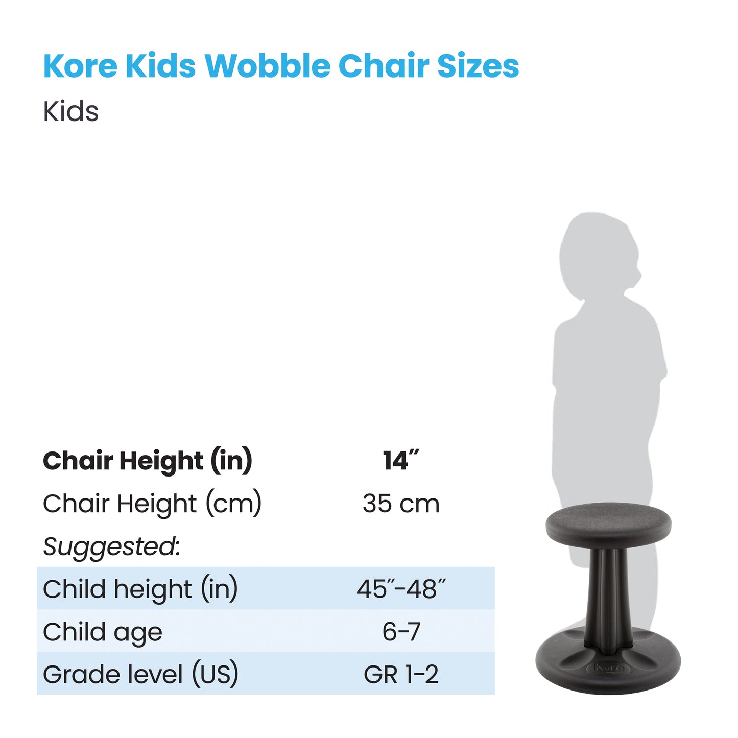 Kids Wobble Chair 14" Black
