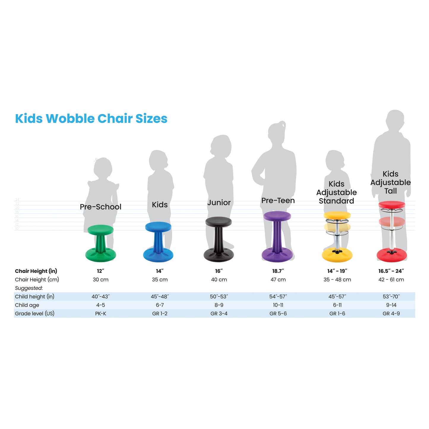 Kids Wobble Chair 14" Black