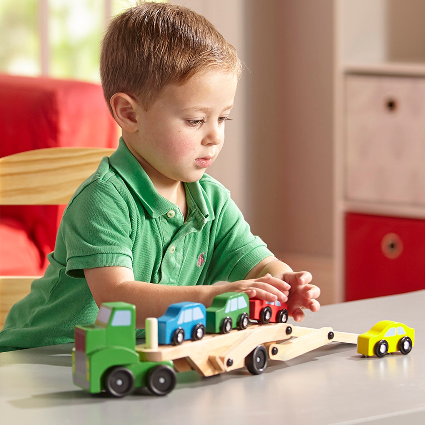 Car Carrier Truck & Cars Wooden Toy Set
