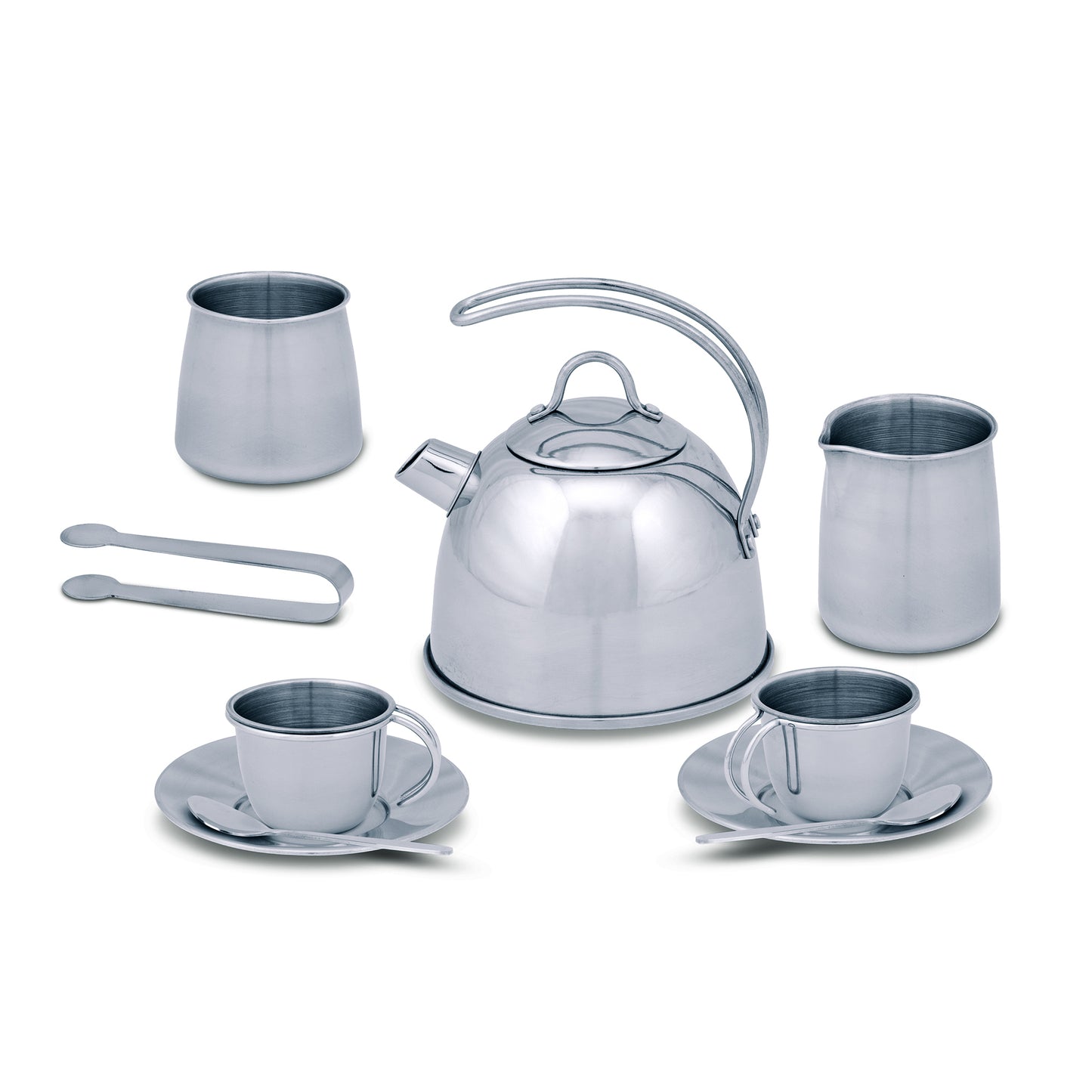Stainless Steel Tea Set and Storage Stand, 11 Pieces