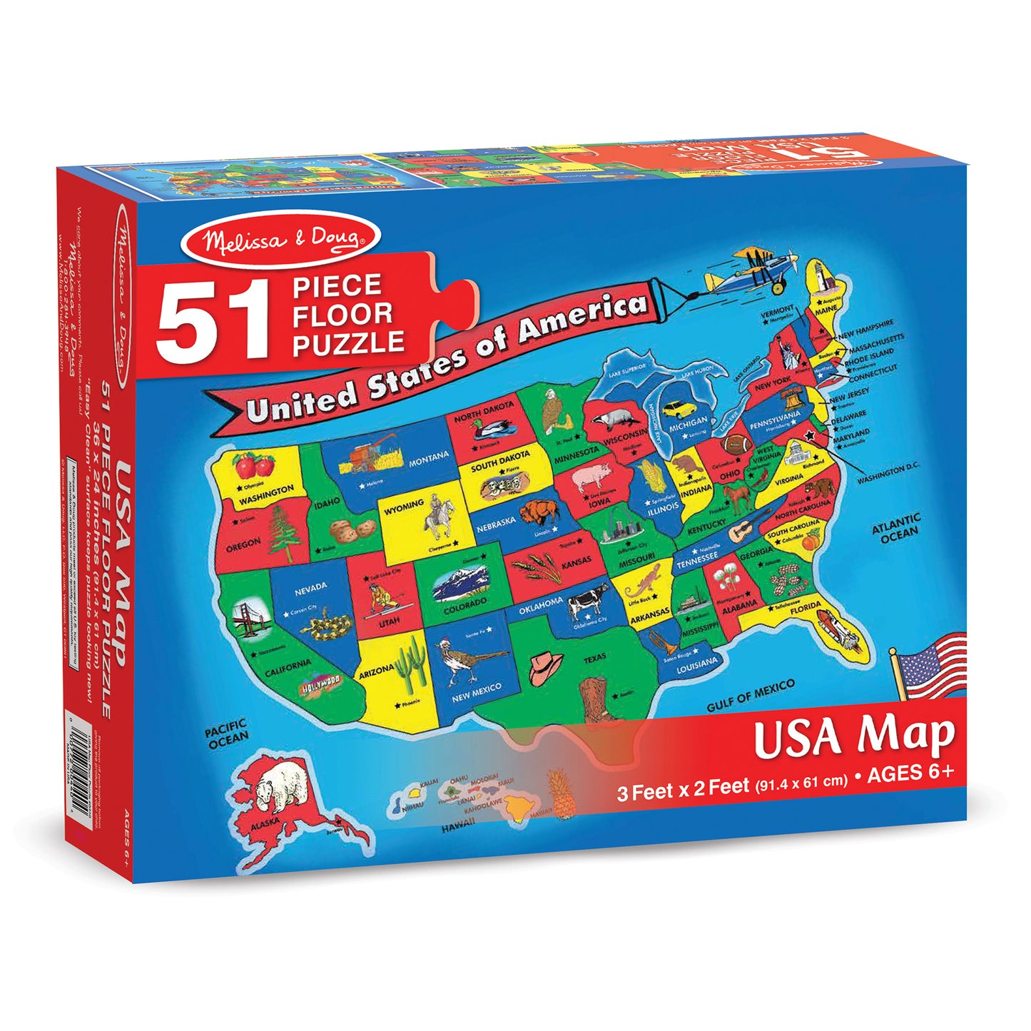 U.S.A. (United States) Map Floor Puzzle - 51 Pieces