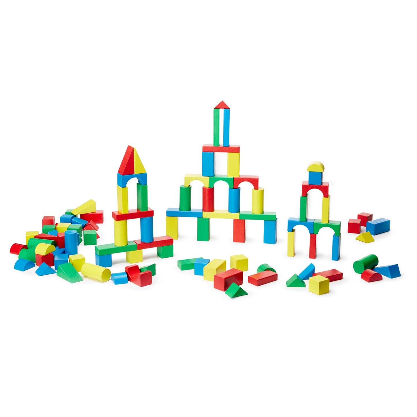 Painted Wood Blocks Set, 100 Pieces