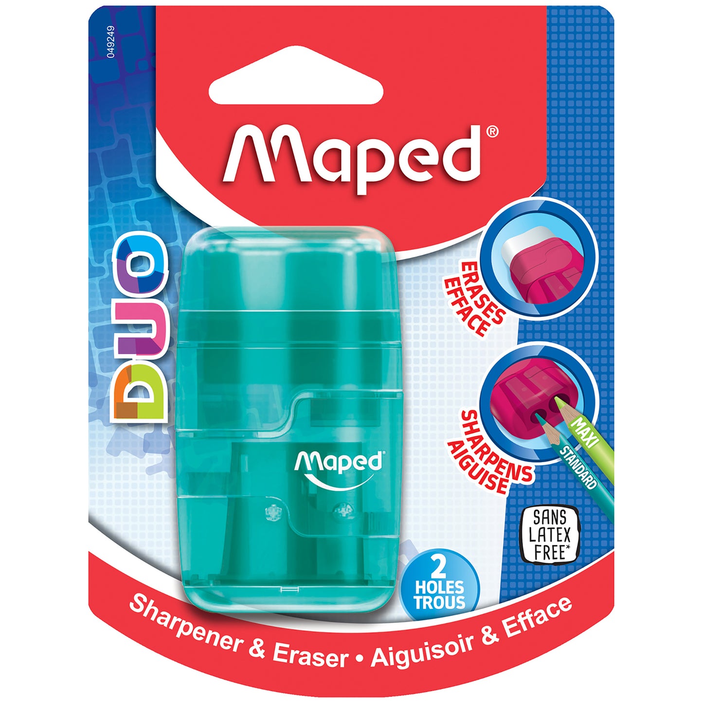 Connect DUO 2 Hole Sharpener / Eraser Combo, Assorted Colors, Pack of 12