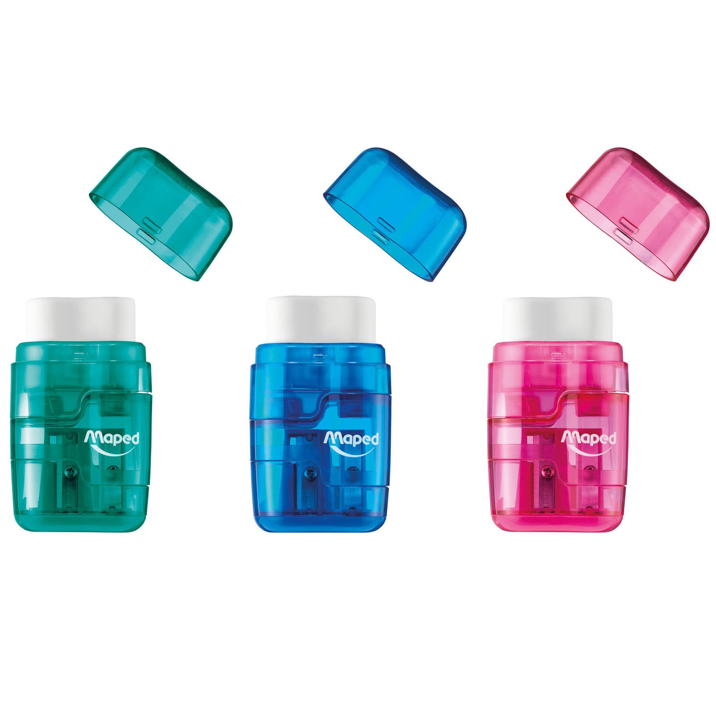 Connect DUO 2 Hole Sharpener / Eraser Combo, Assorted Colors, Pack of 12