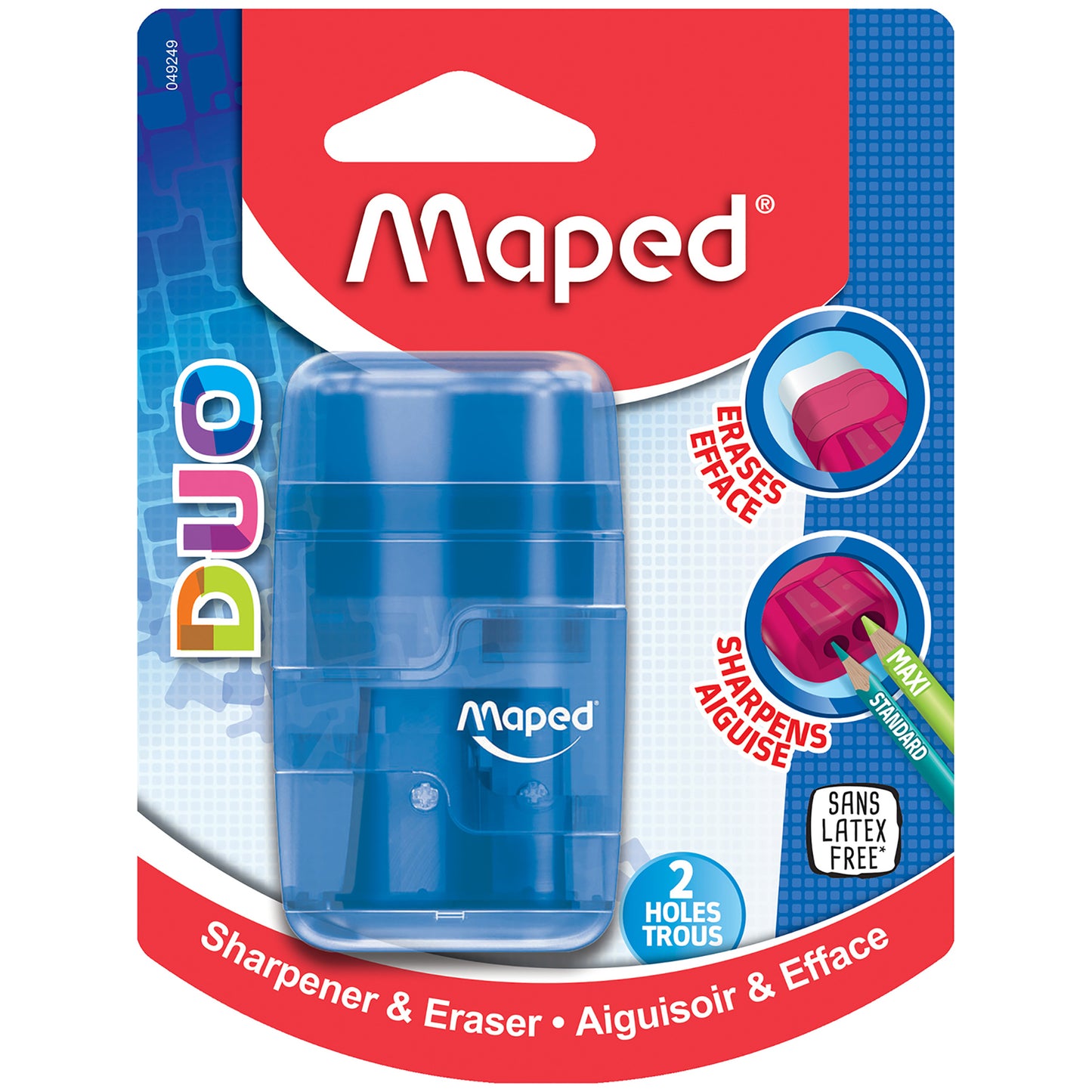 Connect DUO 2 Hole Sharpener / Eraser Combo, Assorted Colors, Pack of 12