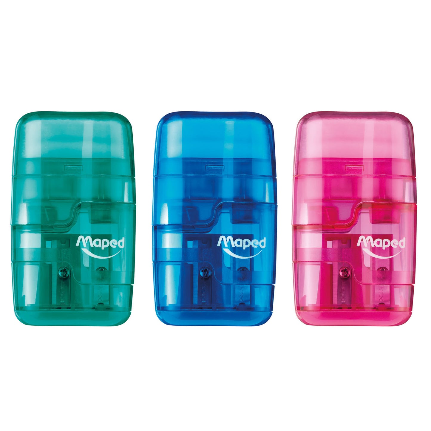 Connect DUO 2 Hole Sharpener / Eraser Combo, Assorted Colors, Pack of 12