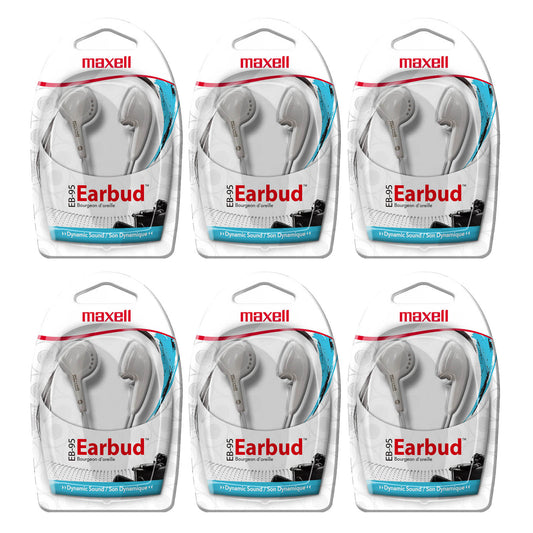 Budget Stereo Earbuds: White Pack of 6