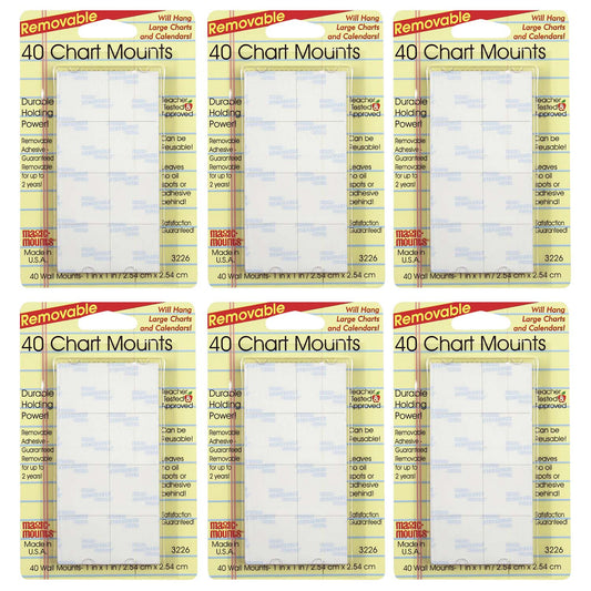 Chart Mounts, 1" x 1", 40 Per Pack, 6 Packs