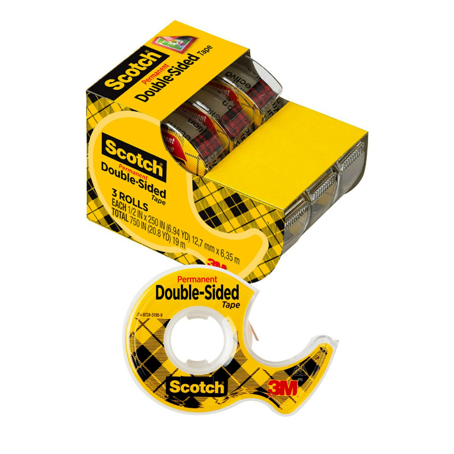 Double Sided Tape - 3 Rolls Per Pack, 3 Packs