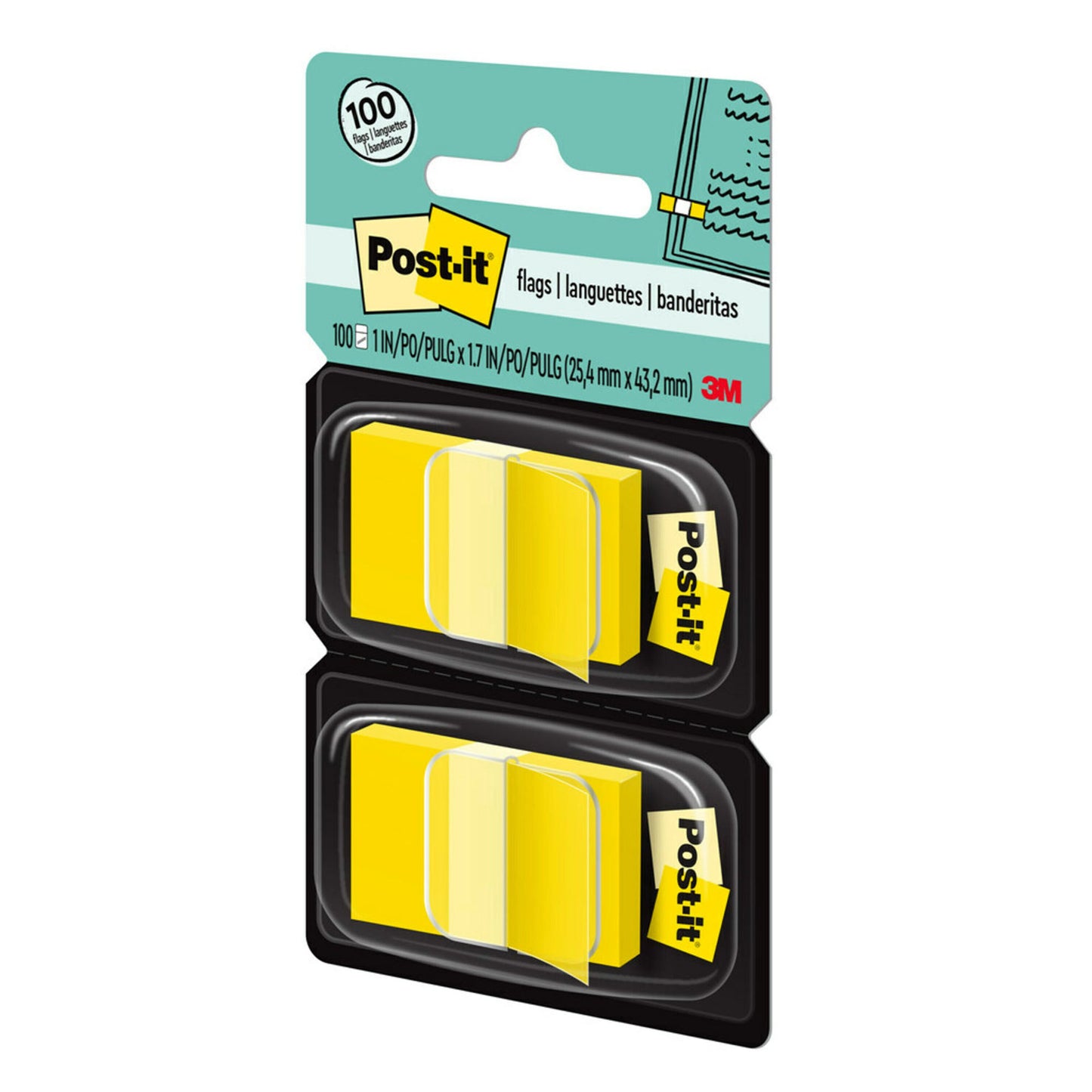 Flags - Yellow, 50/Dispenser, 2 Dispenser/Pack, 3 Packs