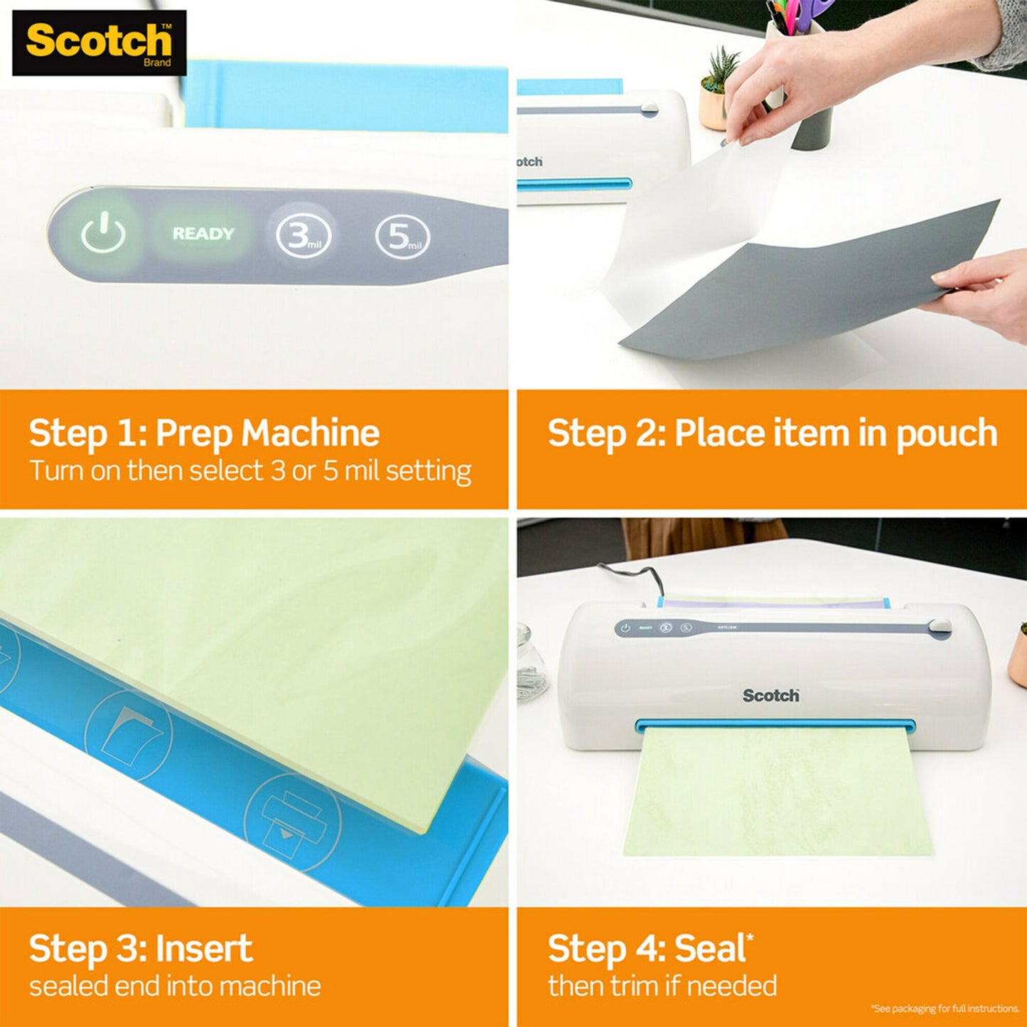 Thermal Laminating Pouches, 5 mil, 5" x 7", 20 Per Pack, 3 Packs