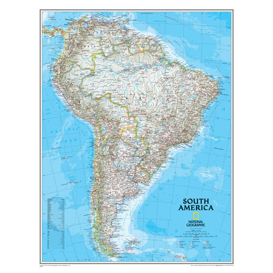 South America Wall Map, 24" Width, 30" Length