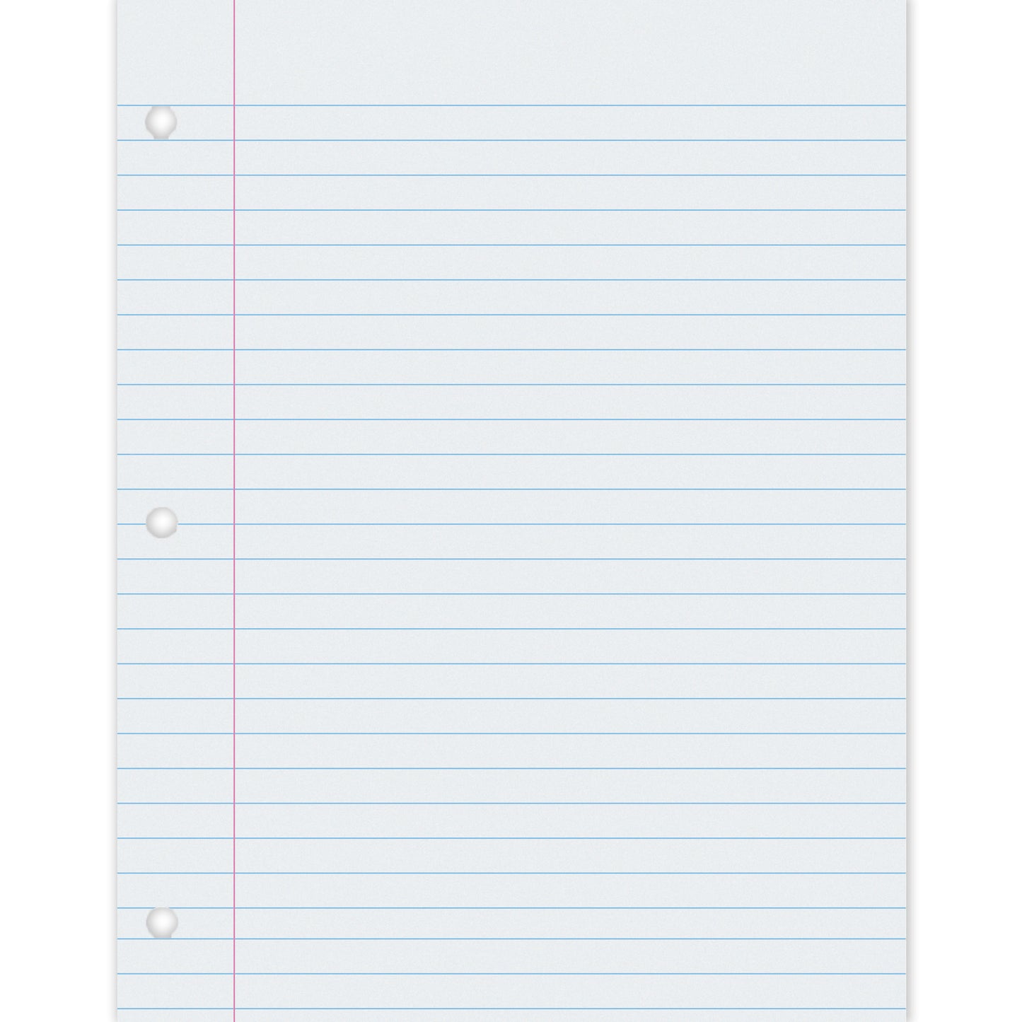 Composition Paper, White, 3-Hole Punched, Red Margin, 0.375" Ruled, 8-1/2" x 11", 500 Sheets Per Pack, 2 Packs