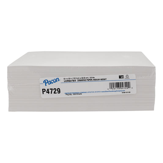 Drawing Paper, White, Medium Weight, 50lb., 6" x 9", 500 Sheets