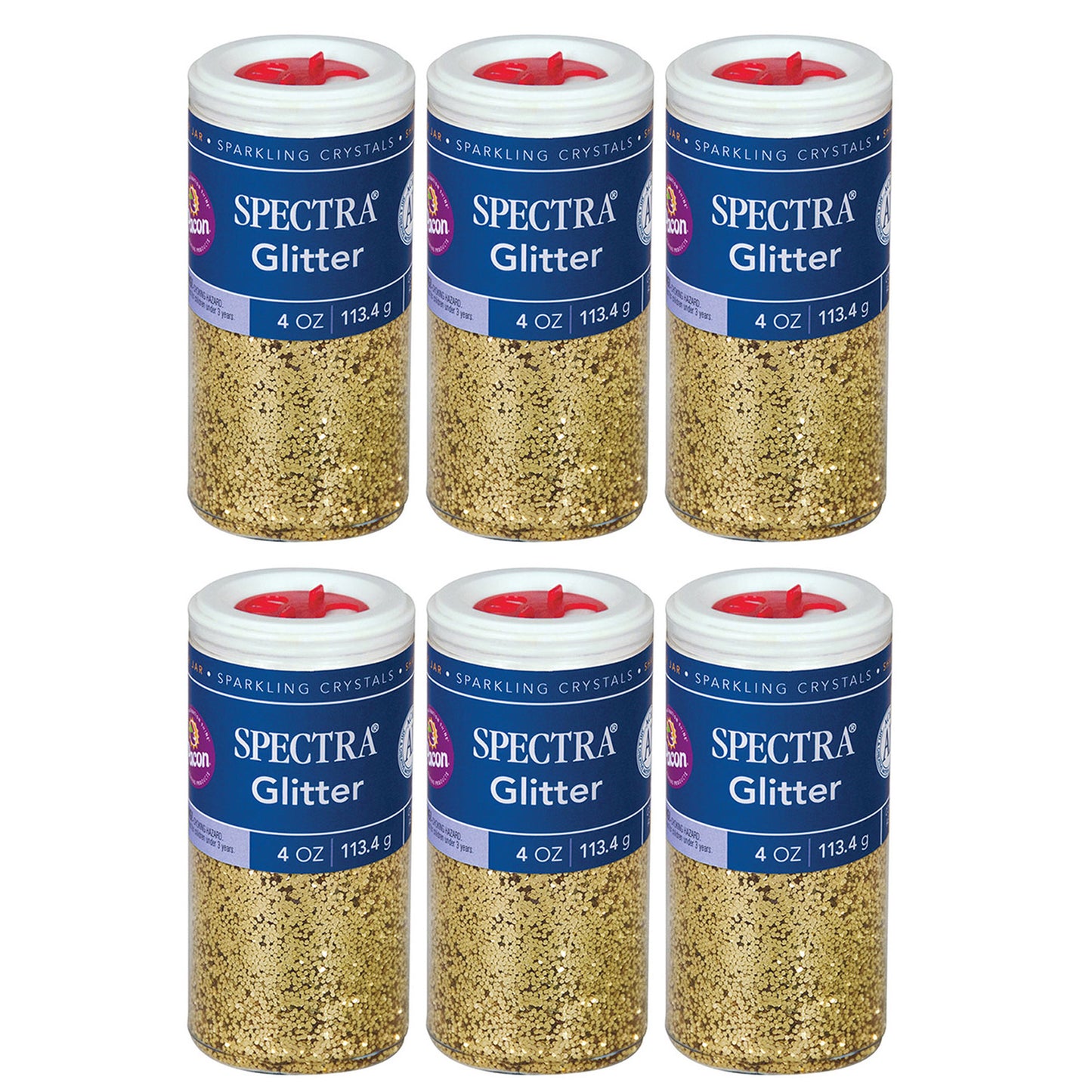 Glitter, Gold, 4 oz. Per Jar, 6 Jars