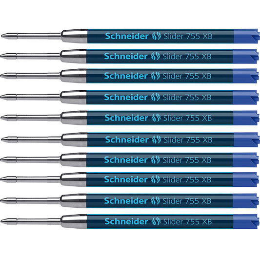 Slider 755 XB Ballpoint Pen Refill, Viscoglide Ink, Blue, Pack of 10