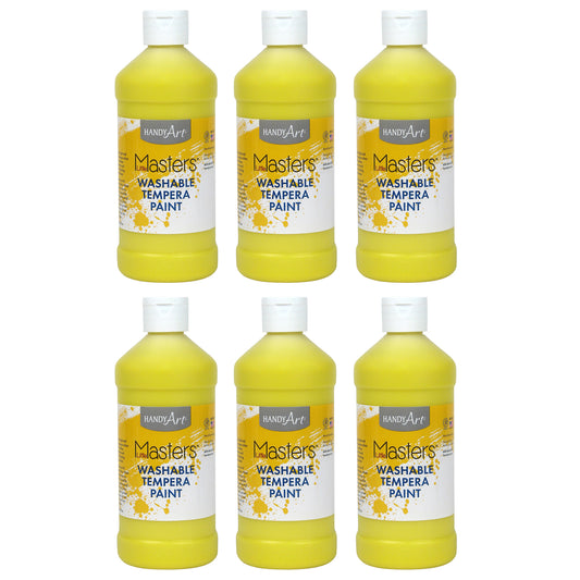 Little Masters® Washable Tempera Paint, Yellow, 16 oz., Pack of 6