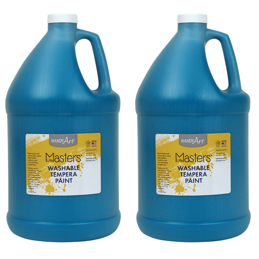 Little Masters® Washable Tempera Paint, Turquoise, Gallon, Pack of 2