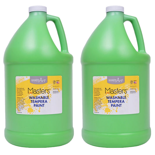 Little Masters® Washable Tempera Paint, Light Green, Gallon, Pack of 2