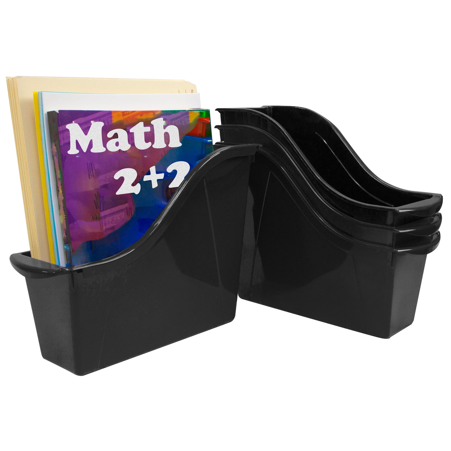 Small Book Bin, Black, Pack of 6