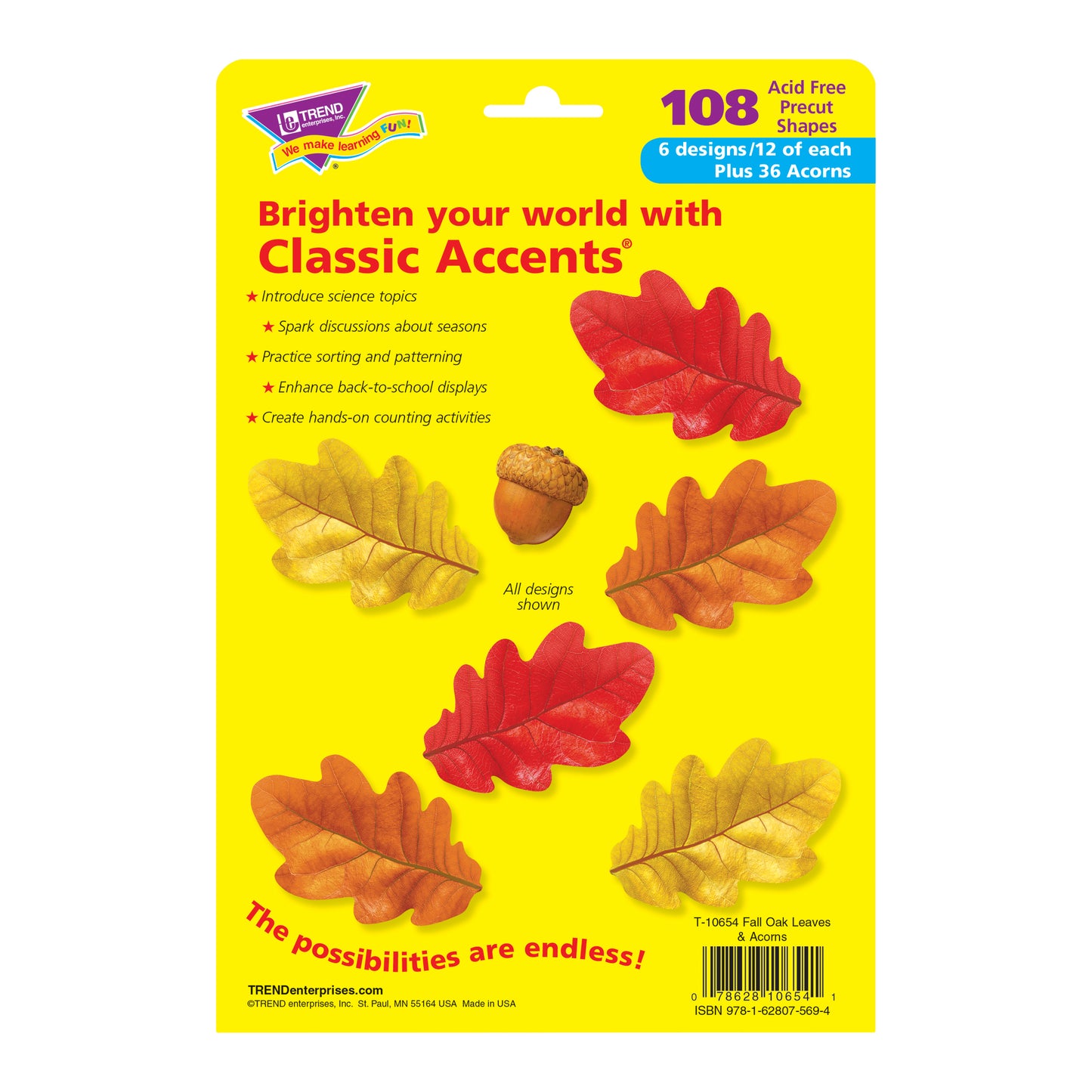 Fall Oak Leaves & Acorns Classic Accents® Variety Pack, 108 Per Pack, 3 Packs