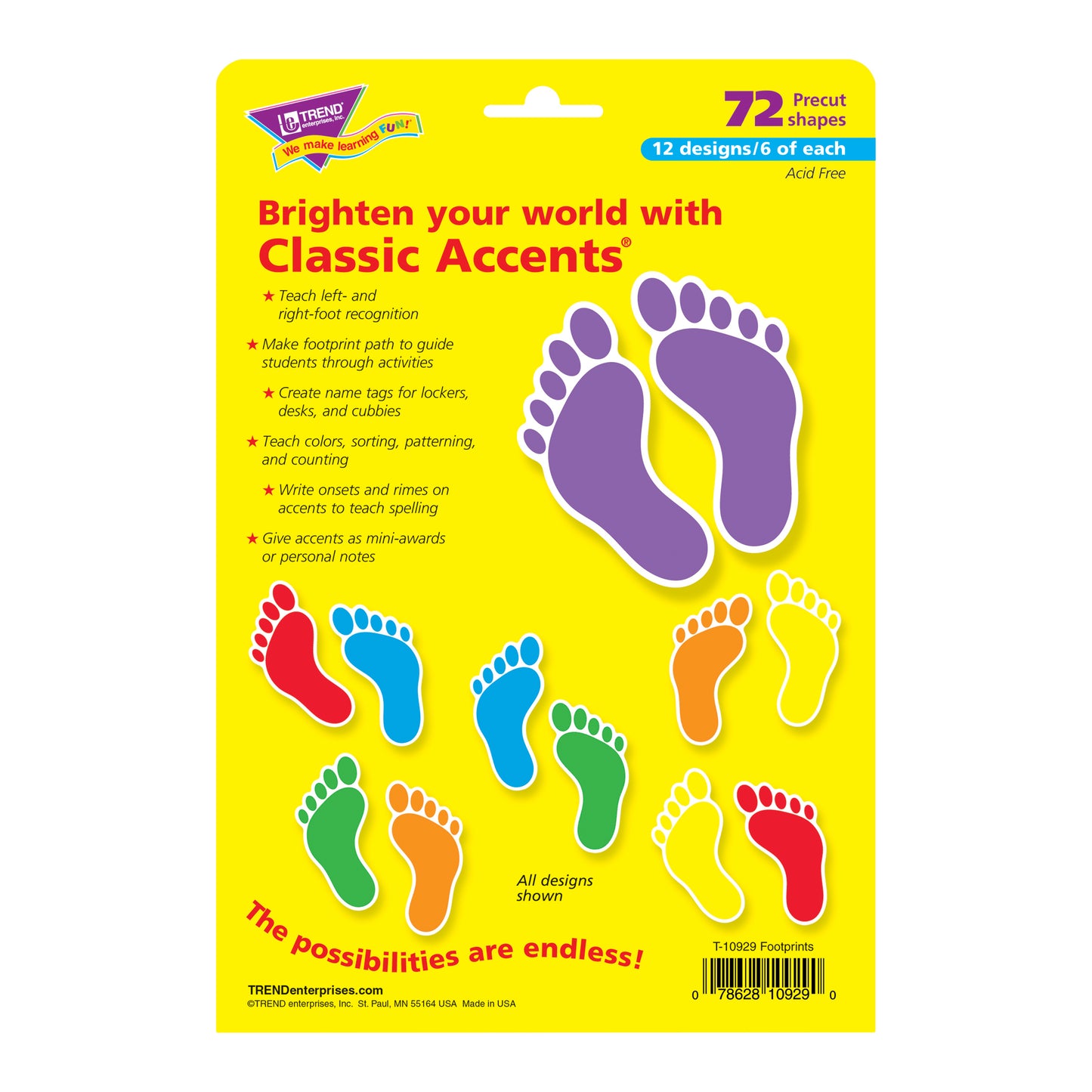 Footprints Classic Accents® Variety Pack, 36 Per Pack, 3 Packs