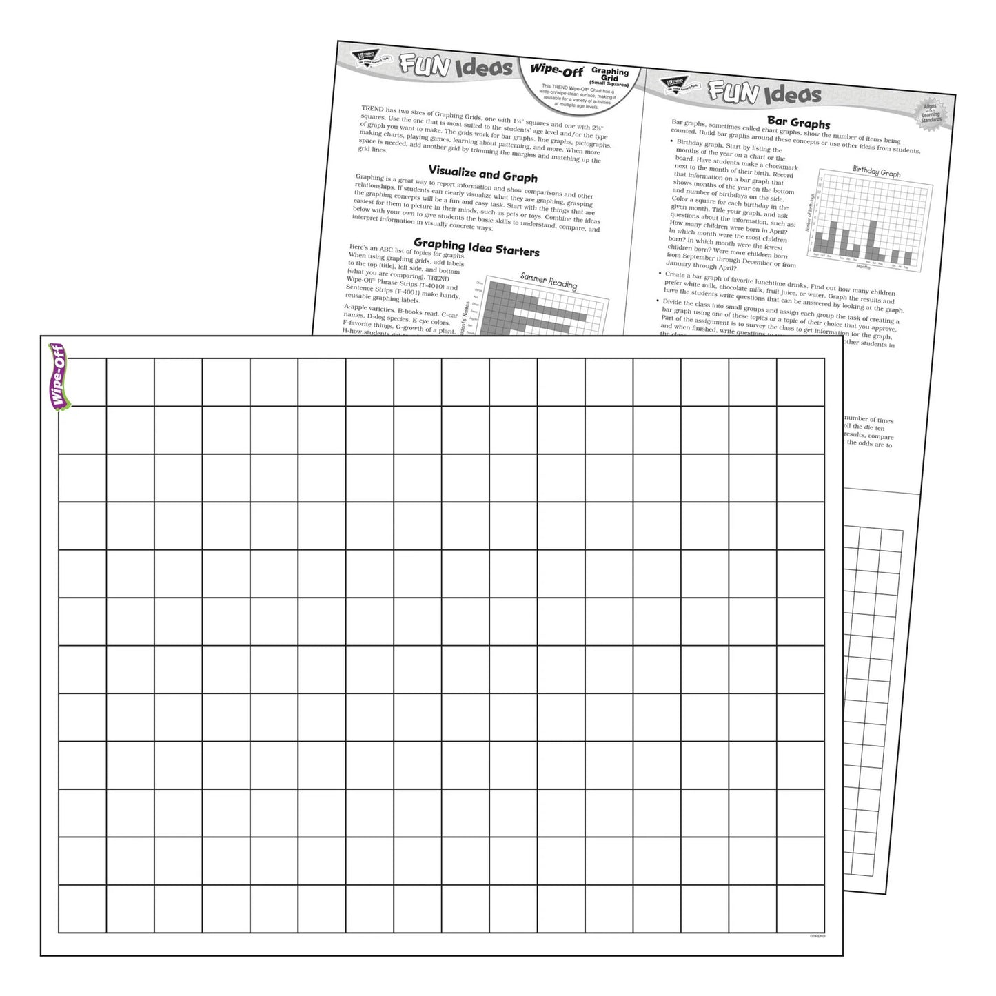 Graphing Grid (Small Squares) Wipe-Off® Chart, 17" x 22", Pack of 6