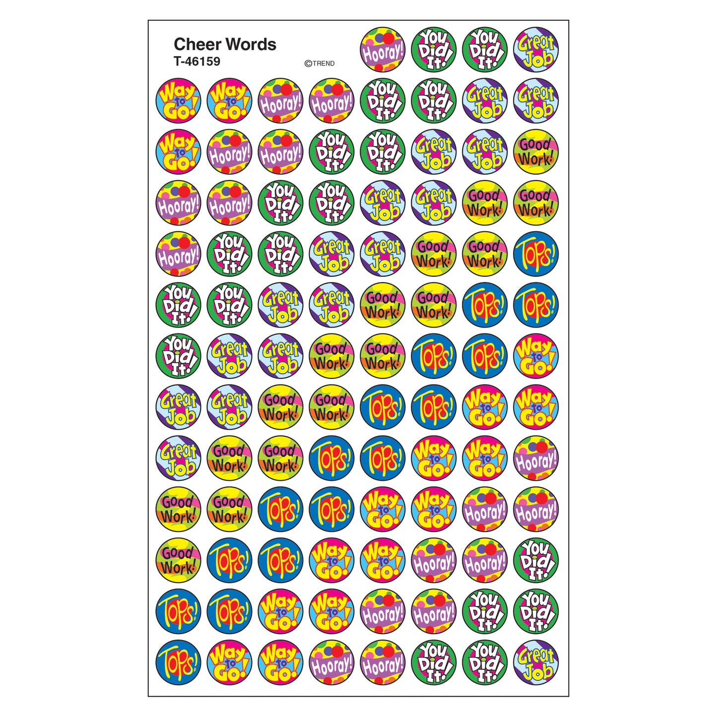 Cheer Words superSpots® Stickers, 800 Per Pack, 6 Packs
