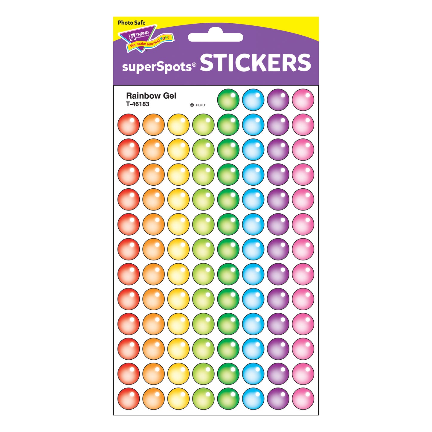 Rainbow Gel superSpots® Stickers, 800 Per Pack, 6 Packs