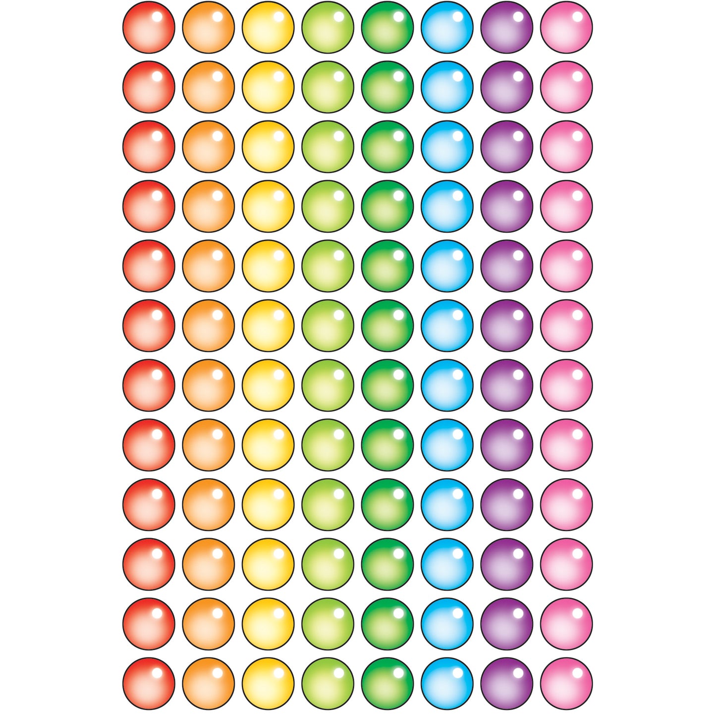 Rainbow Gel superSpots® Stickers, 800 Per Pack, 6 Packs