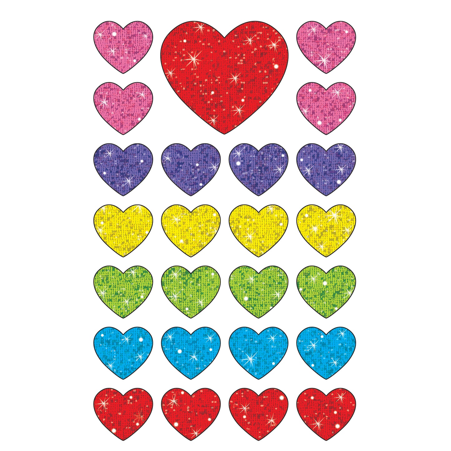 Sparkle Hearts superShapes Stickers-Sparkle, 100 Per Pack, 6 Packs
