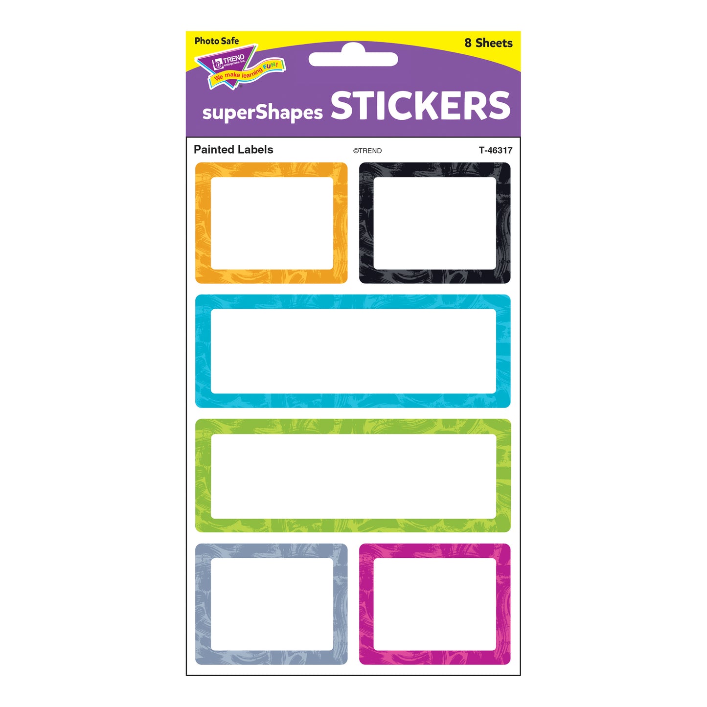 Color Harmony Painted Labels superShapes Stickers - Large, 24 Per Pack, 6 Packs