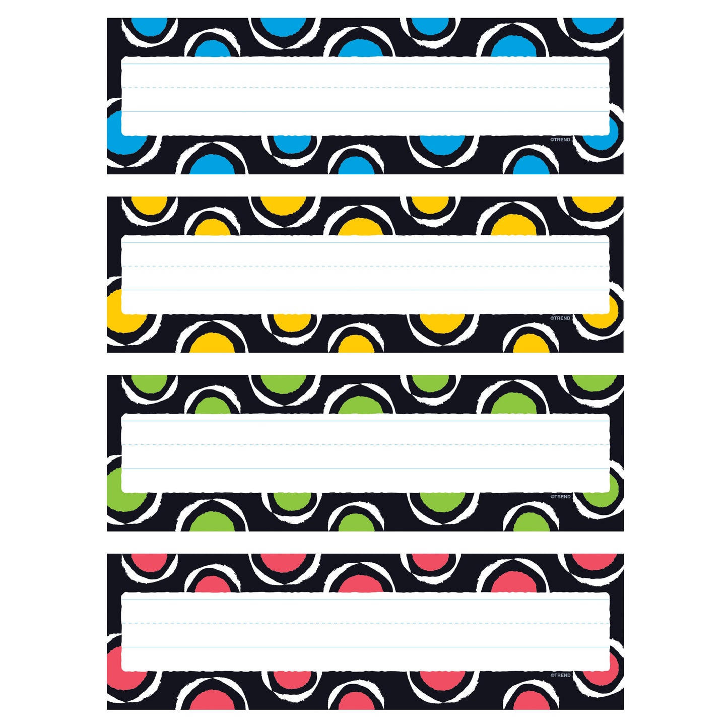 Bold Strokes Circles Desk Toppers Name Plates Variety Pack, 32 Per Pack, 6 Packs
