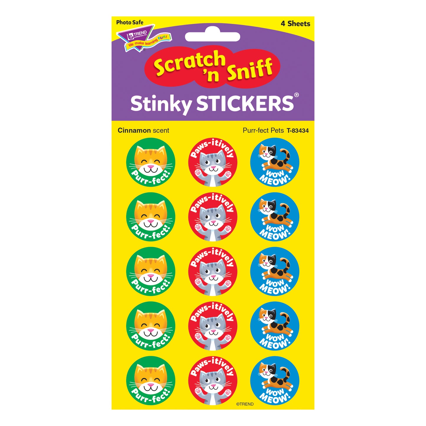 Purr-fect Pets/Cinnamon Stinky Stickers®, 60 Per Pack, 6 Packs