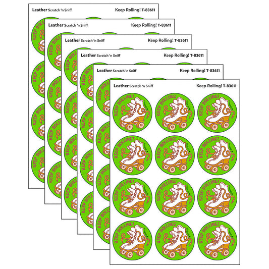 Keep Rolling!/Leather Scented Stickers, 24 Per Pack, 6 Packs