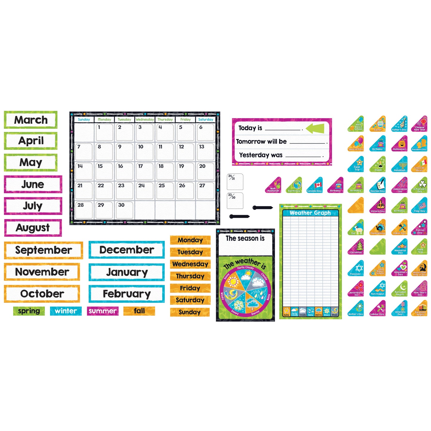 Color Harmony Calendar Bulletin Board Set